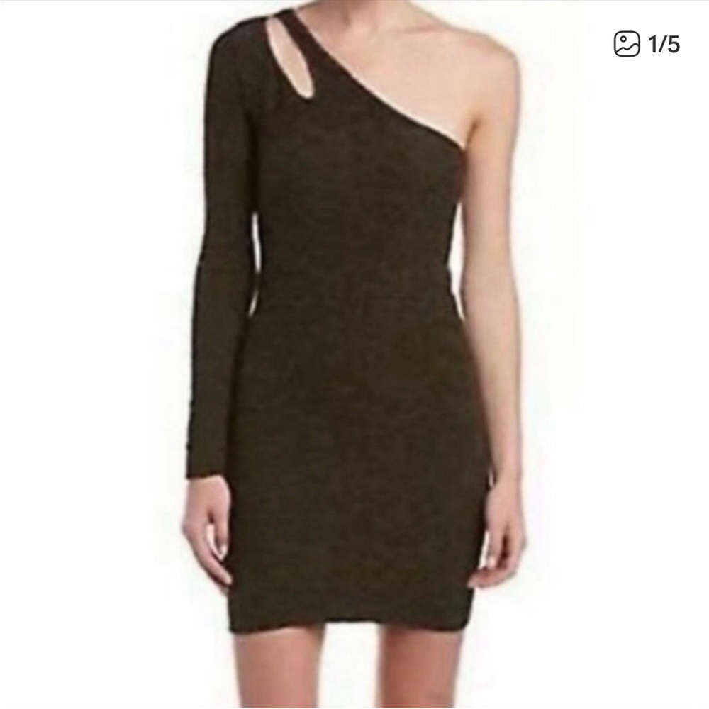 NWT BCBGENERATION brown one shoulder mini sheath dress size small S B52